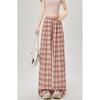 Lace Lace Plaid Wide-leg Pants for Women In Spring and Summer High Waist Lazy Loose Straight-leg Casual Floor Pants