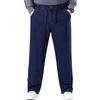 Fashion Plus Size Men's Jeans - Loose Straight-Leg Trousers High-Waisted, High-Stretch Long Trousers Blue Trousers