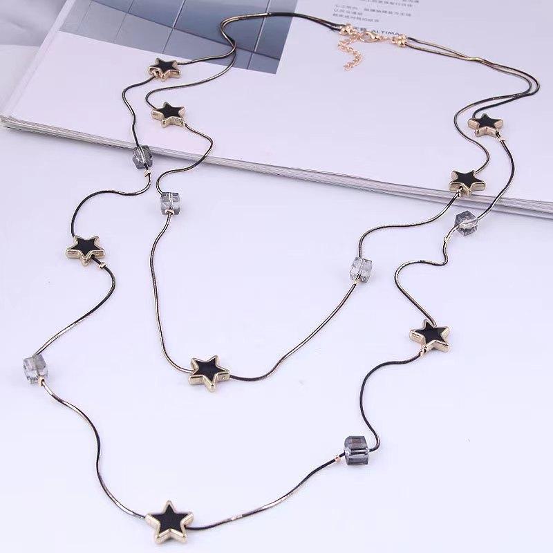Two-tone Copper Chain Oil Drop Necklace Long Sweater Chain Autumn and Winter Female Hundred with New Clothes Accessories