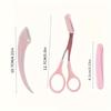 1pc Crescent Eyebrow Trimmer + 1pc Pink Eyebrow Scissors + 1pc Pink Folding Eyebrow Trimmer, Pink Eyebrow Clipper with Built-in Comb