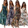 Summer Dresses for 2025 Boho Floral Drawstring V Neck Sleeveless Party Dress