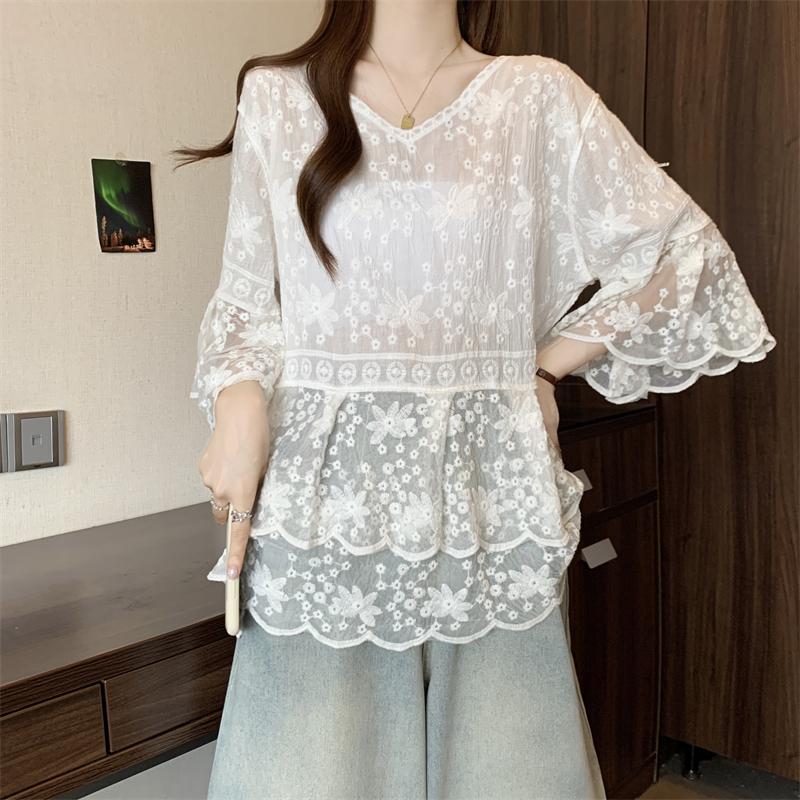 Dimanaf 2025 New Summer Women T-Shirt Short Sleeve Bat Basic Fashion V-Neck Tops Tees Casual Loose White Tees