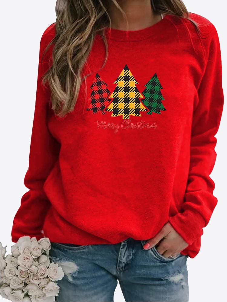 Women Winter Clothing Christmas Printed Casual Sweatshirt Long Sleeve Tops T-shirt Ladies Round Neck Pullover Sweater