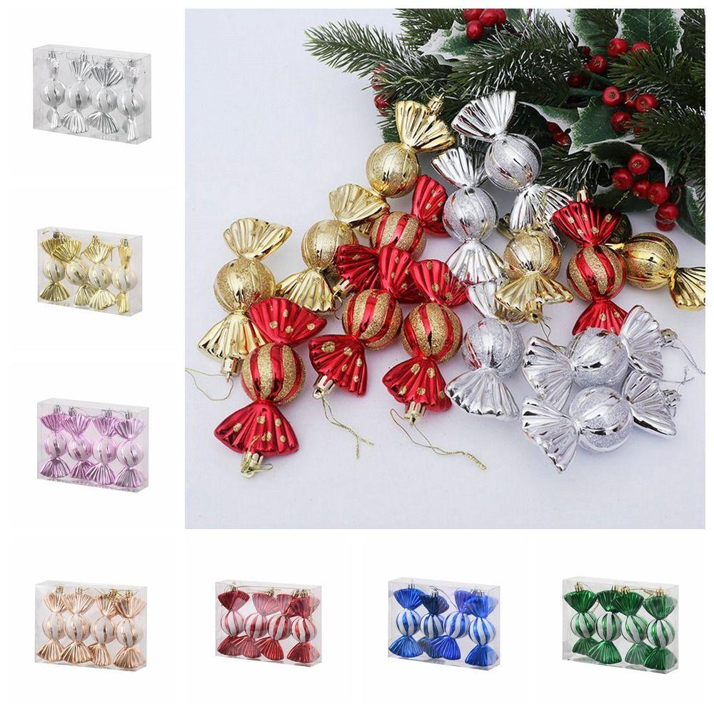 4pcs Electroplating Christmas Candy Pendants Colorful Colorful Candy Interesting Christmas