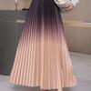 DX~~ New High-quality Drape Gradient Skirt Women's New Long Skirt High-waisted Elongated Pleated Skirt