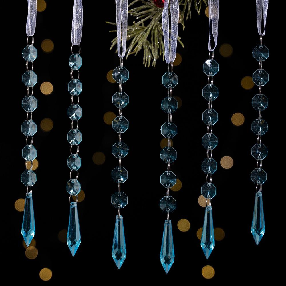 6pcs/set Transparent Acrylic Ice Pendants Sparkling Christmas Tree Hanging Festival Favors