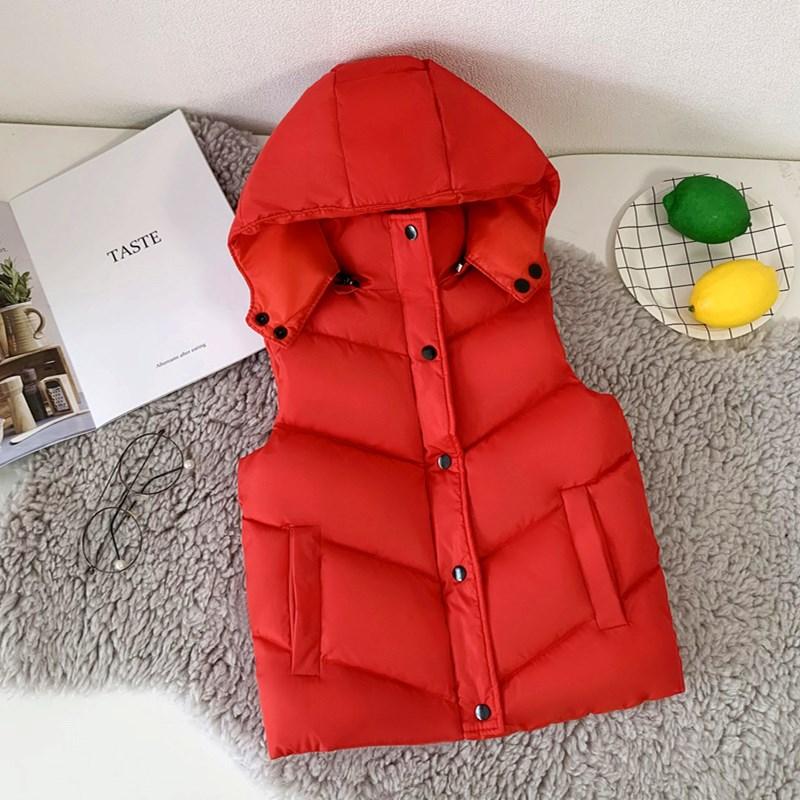 Winter Sleeveless Jacket for Children Clothes Thicken Hooded Down Cotton Vest for Boys Girls Kids Waistcoat Coat