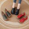 2025 Spring One-pedal First-layer Cowhide Retro Soft-soled Large-size Flat-soled Women's Shoes