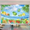 Fruit 3d Wall Mural Seawater Fresh Summer Photo Wallpaper Fruit Shop Restaurant Kitchen Backdrop Wall Papers Decor