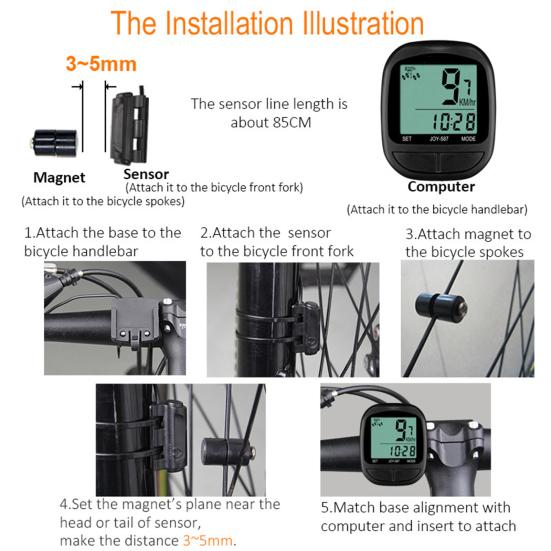 Беспроводной велосипедный спидометр, велосипедный компьютер с ЖК-дисплеем, водонепроницаемый, простая установка, одометр на батарейках, велосипедный компьютер