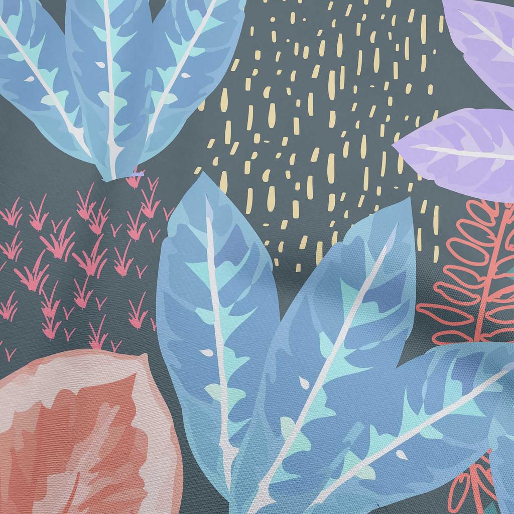 oneOone Cotton Flex Dark Teal Blue Fabric Tropical Leaves Quilting Supplies Print Sewing Fabric By The Yard 40 Inch