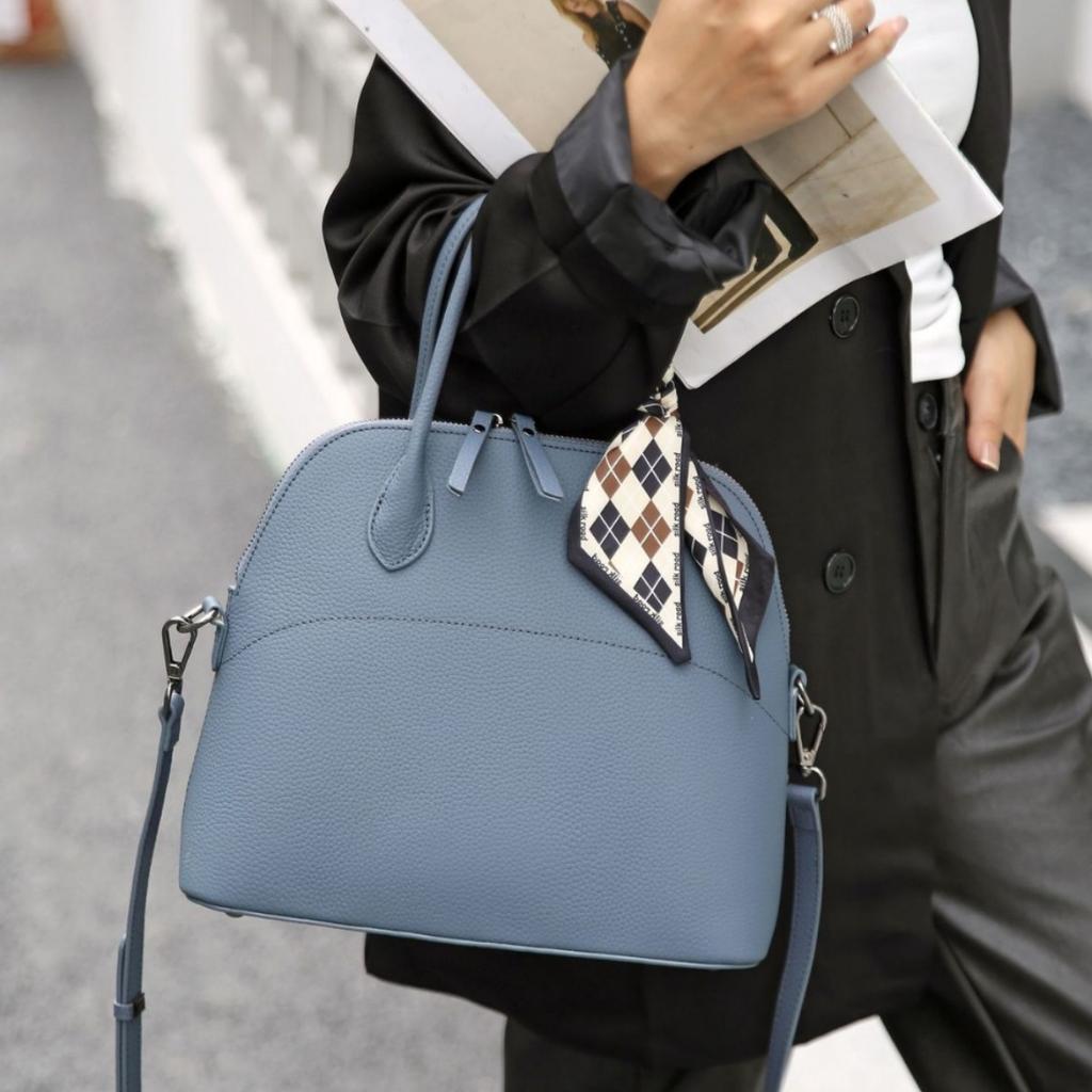 Cowhide Shoulder Women's Bag Large Capacity Shoulder Crossbody Women's Fashion Simple Practical Shell Bag Silk Scarf