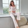 Women Elastic Waistband Loungewear Full Sleeve Nightwear Women's Sleepwear Ditsy Floral Print Pajamas Set