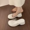 Thick-soled Heightened Transparent One-word Open-toed Slippers for Women's Summer Wear Non-slip Muffin Bottom Casual Beach Sandals Sandals