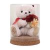 Birthday Teddy Bear Mini Flower Glass Gift Tete [Petit Lou] & Bouquet, (January)