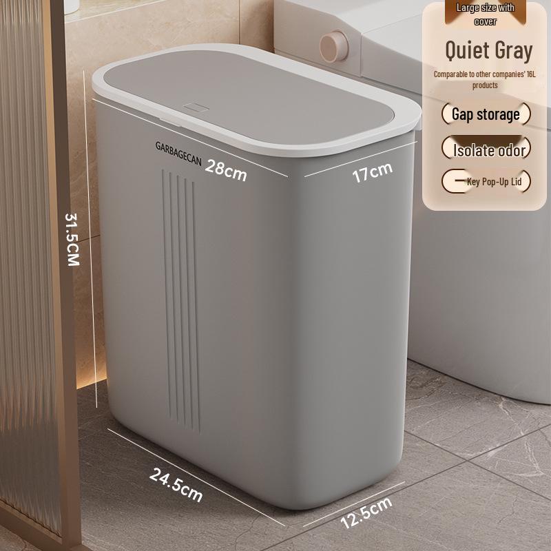 Compact Bathroom Corner Trash Can with Press-Down Lid