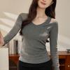 Senior Sense V-neck Base Shirt Women's Long Sleeve T-shirt Autumn New Slim Slim Shirt