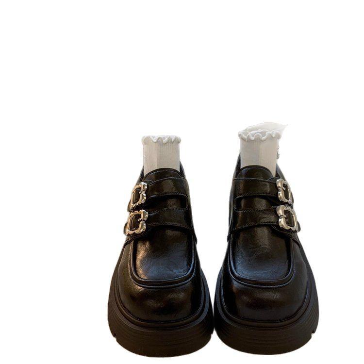 Small Loafers Leather Shoes 2025 Spring New Retro Platform Heightening Fashion British Mary Single Shoes Versatile