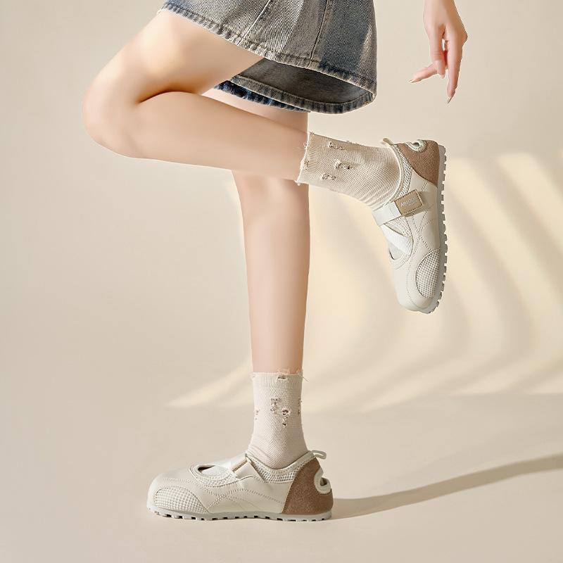 Augusteng Baotou Sports Sandals Women's 2025 New Summer Mesh Light Casual Shoes Velcro White Shoes