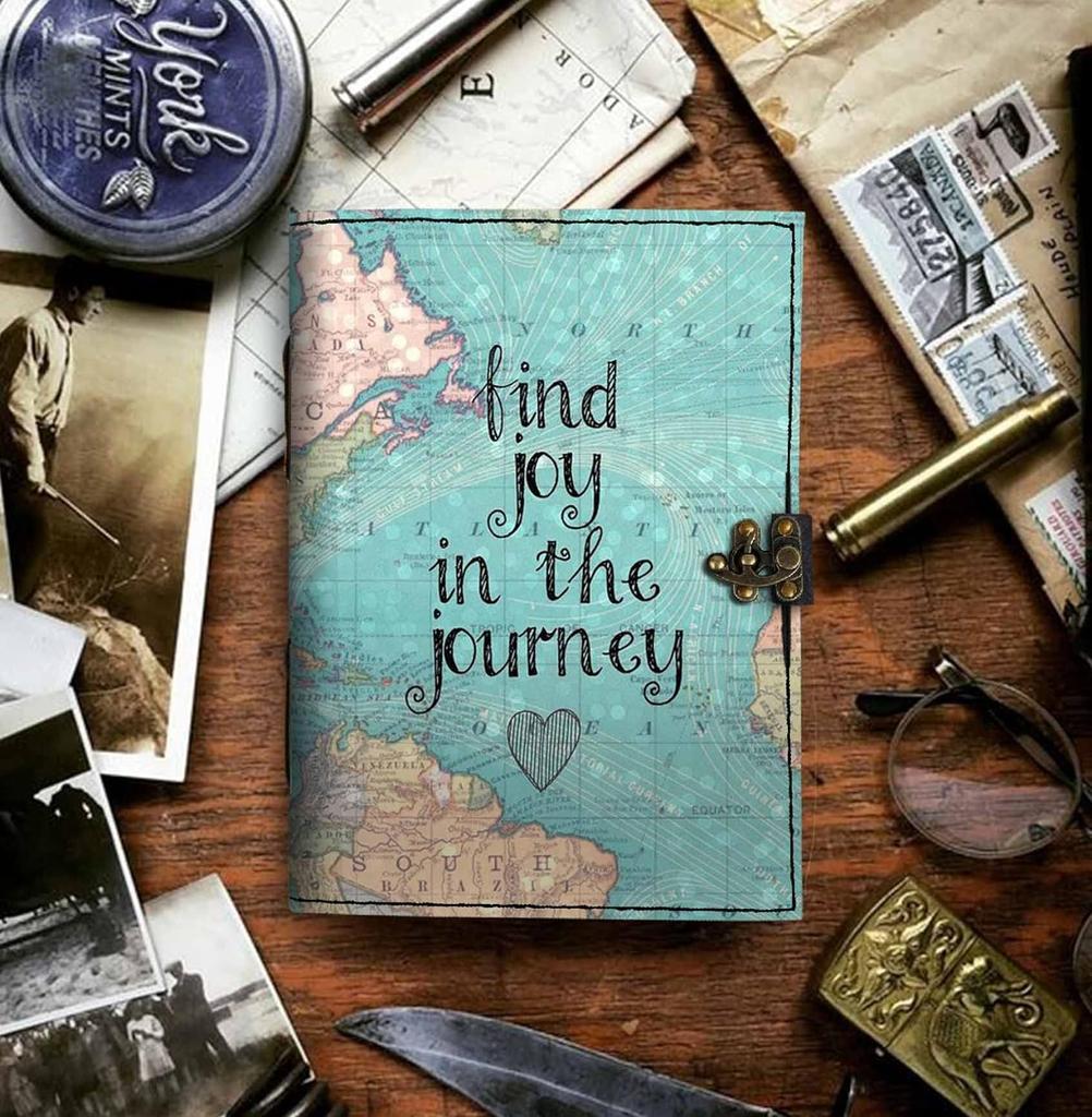 Leather Find Joy In the Journey Printed Blank Pages Journal Diary for Personal & Office Use Planner Blank Diary (7 X 5 Inch)