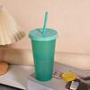 Color Changing Plastic Tumbler with Straw 24oz Reusable Cold Water Cup Leak-Proof Stackable Drinkware for Indoor Outdoor Use