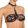 New Black Sexy Women Goth Lingerie Leather Halter Neck Body Bondage Cage Bra