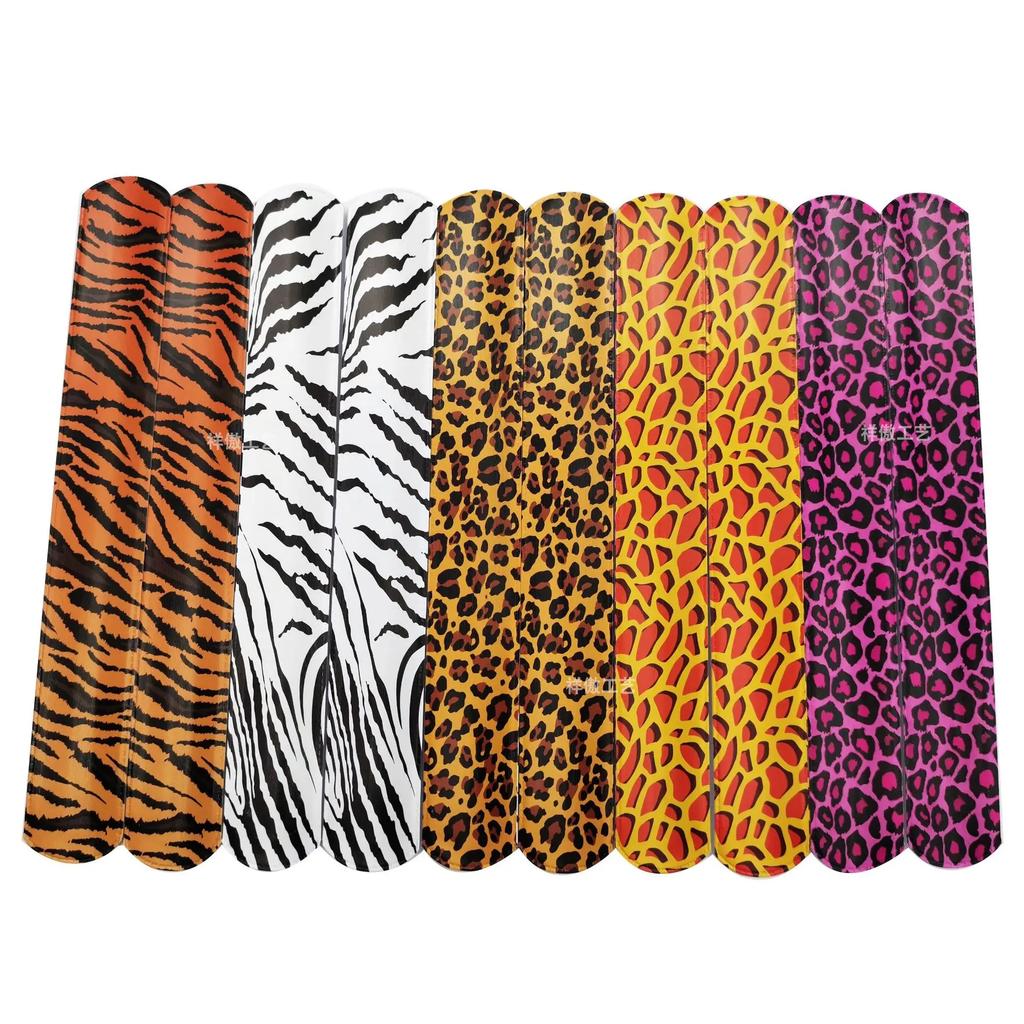Children's Creative Animal Print Slap Bracelets Leopard Tiger Giraffe Pattern Woodland Theme Boys Birhday Party Gift Toys Favor