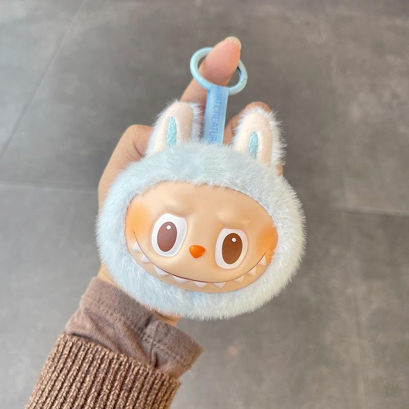 Cartoon Labubu Plush Keychain Kawaii Stuffed Doll Toys Backpack Pendant Decoration Accessories Car Keyring Birthday Gifts