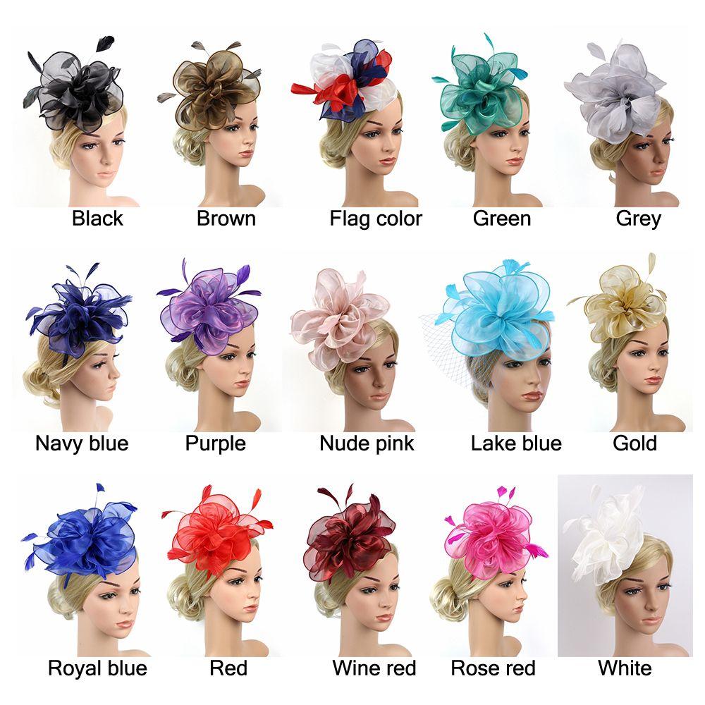 Hat Royal Ascot Race Wedding Fascinator Hats Headwear Cocktail Tea Party Feather Flower Headband