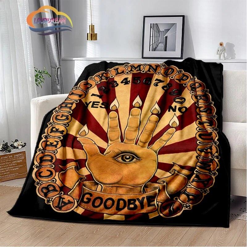 Satanic Gothic Witchcraft Blanket Ouija Board with Hands Occultism Flannel   Soft Four Seasons Portable Camping