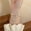 Cat's Eye Pearl Heart Crystal Bracelet: Light Luxury Beaded Jewelry for Women, Spring/Summer Design