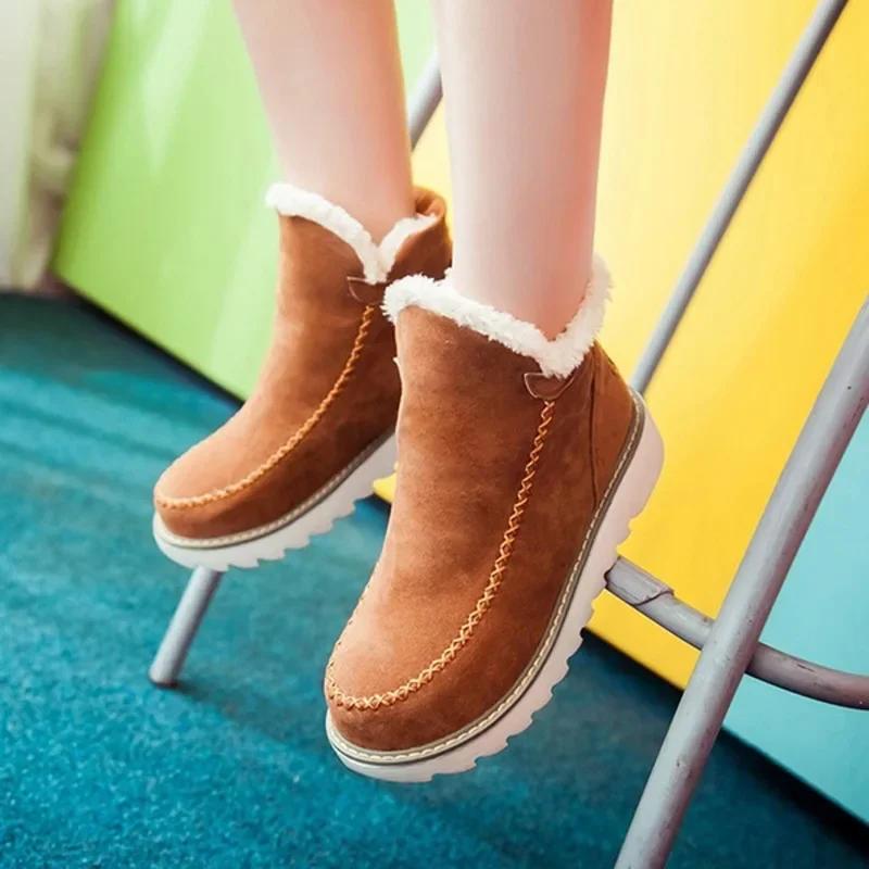 2024 New Winter Oversized Flat Heel Thick Soled Snow Boots with Warm Low Cut, Comfortable and Fashionable Cotton Boots for Women