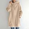 Fleece Hoodie Women Women Sweatshirt Fashion Loose Solid Color Streetwear Pocket Zipper Drawstring Long Fleece Open Coat Women