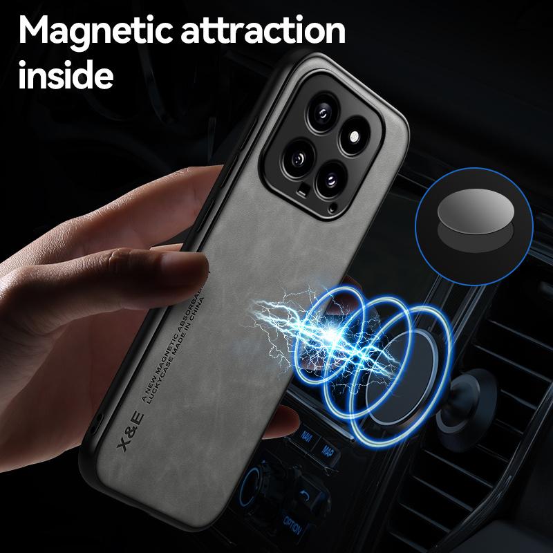 Luxury Shockproof Case for Xiaomi 14 Ultra Protective Cover Magnetic Car Holder Protection Phone Coque Fundas Shell Capa