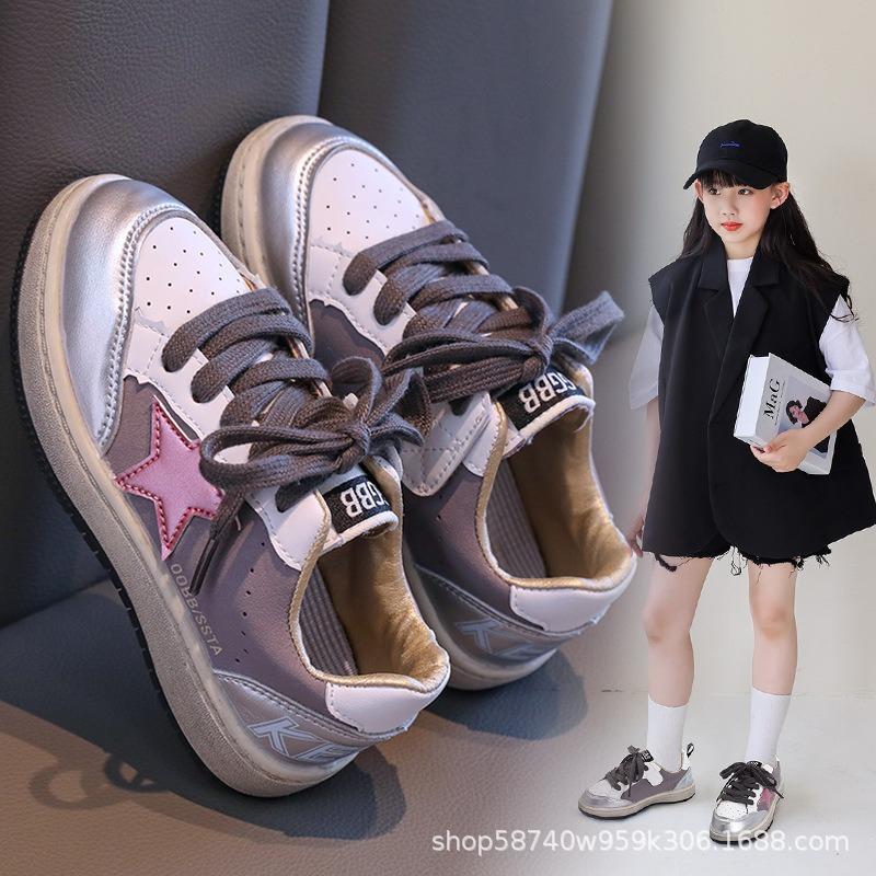 Autumn New Children's Shoes Boys Soft-soled Breathable Casual Shoes Girls Versatile Board Shoes Medium and Older Children's Tide Single Shoes