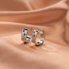 1 Pair Huggie Earrings Multi-shaped Colorful Rhinestone Polished Metal U-Shaped Lightweight Ear Jewelry