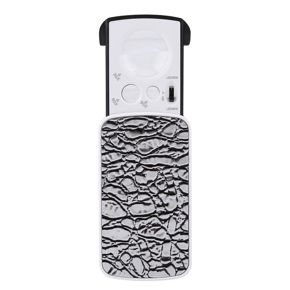 30x / 60x / 90x увеличительное стекло ювелирная оптическая лупа ювелирная светодиодная лупа