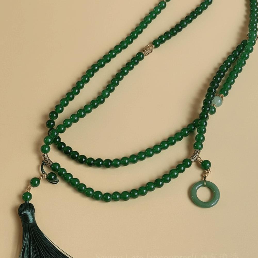 108 Beadeds Fringe Chinese Style Necklace Traditional Cheongsam Sweater Chain Necklace  Women Girls