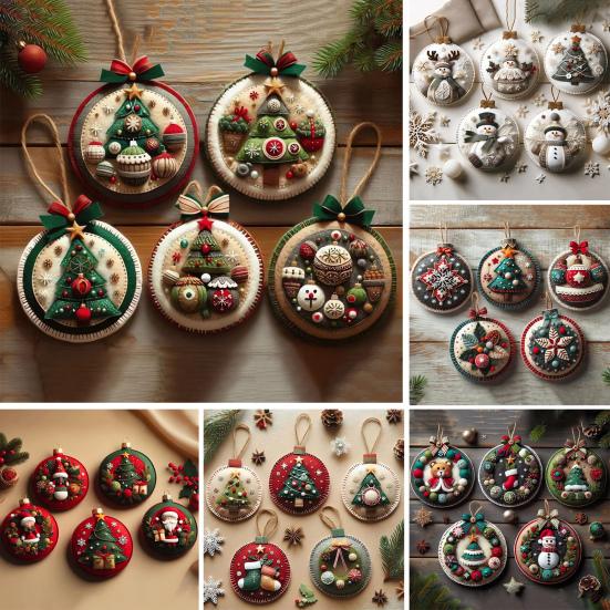 DIY Christmas Felt Patch Kit Holiday Craft Set with Pre-Cut Felts Sheet Handmade Fabric Sewing Crafting Supplies for Tree Home Decor