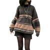 Women Fashion Wild Sweater Stripe Patchwork V-Neck Long Sleeve Oversized Knitted Tops Autumn Winter Casual Loose Pullovers