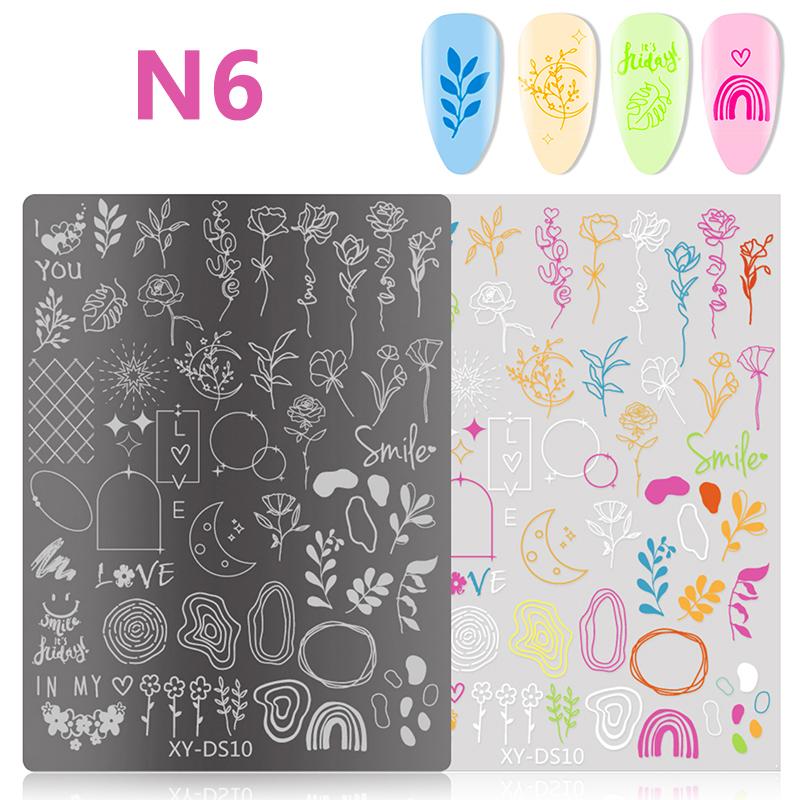 Butterfly Flower Nail Art Stamping Plates Drawing Template Geometric Stripe Line 3D Image Stencil Mold Manicure Template