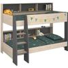 PARISOT Children's Bunk Beds - Jackson Oak and Shadow Grey Decor - Bed Bases Included - 2 X 90 X 200 Cm - JIM