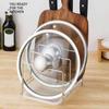 Stainless Steel Pot Lid Holder Modern Heavy Duty Standing Multi-functional Countertop Cutting Board Plate Cutter Storage Rack Organizer Kitchen