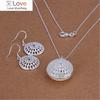 New Streetwear 925 Sterling Silver Simple Retro Round Jewelry Set Necklace Earrings for Women Fashion Party Wedding Couple Gifts