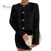 Women Coat Collarless Single-breasted Long Sleeves Short Type Business Style Commuting Jacket Spring Fall Outerwear