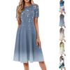 Women's Casual Fashion Round Neck Short Sleeve Print Midi Dress