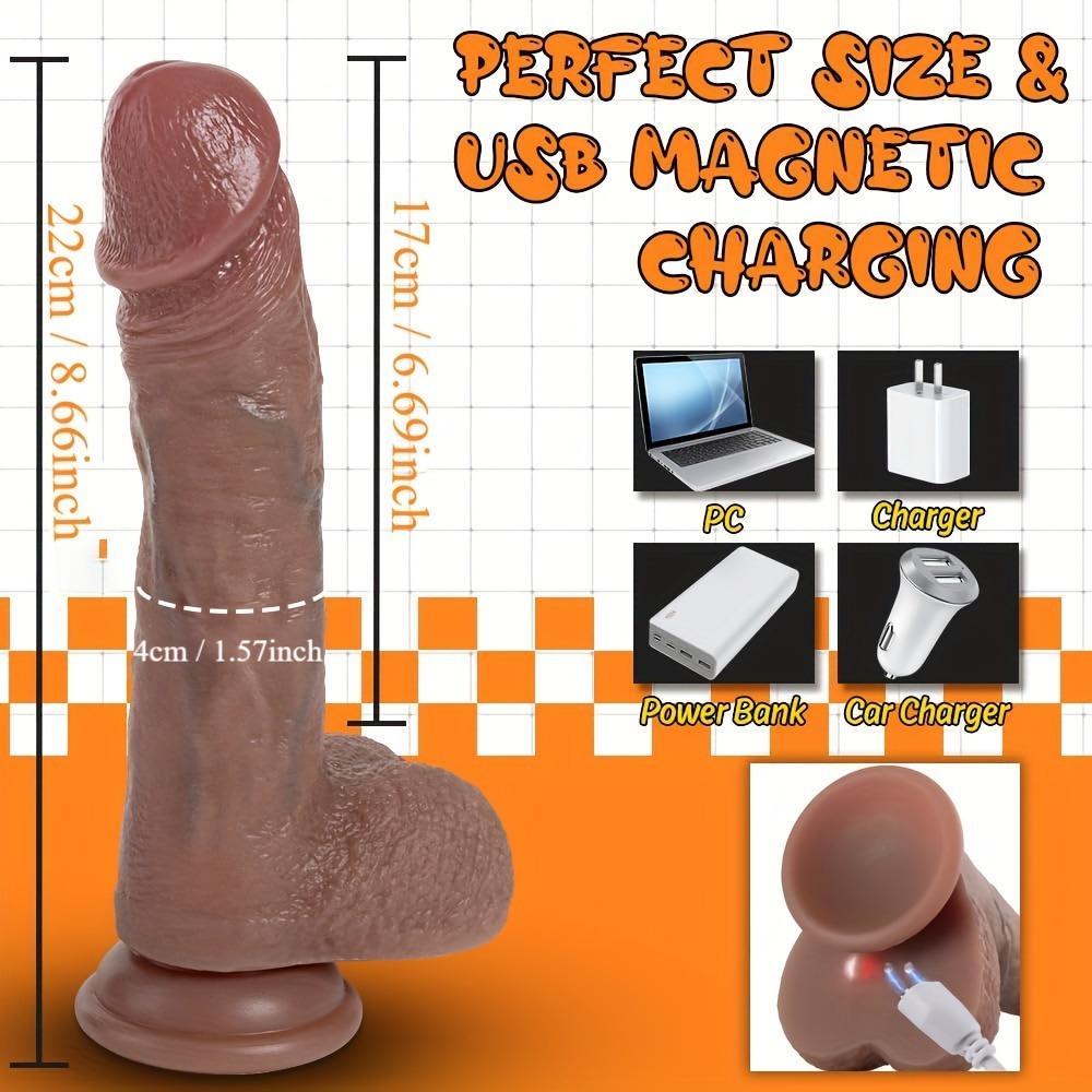 Realistic Thrusting 360° Rotating Dildo for G-spot Anal Stimulation with Vibrating & Heating Modes Remote Control Telescopic Dildo Adult Sex Toys