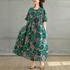 Dimanaf 2025 Summer Plus Size Dress Women Casual Vintage Shirt Dress Loose Basic Flower Printing Dress