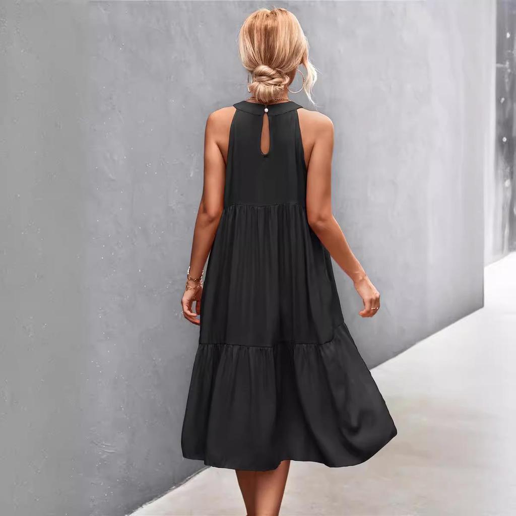 2022 Spring/Summer European and American Women's Loose Casual Halter Neck Dress.