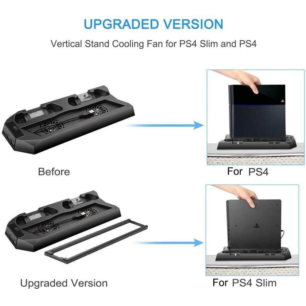 Vertical Stand for PS4 Slim / PS4 with Cooling Fan for Playstation 4